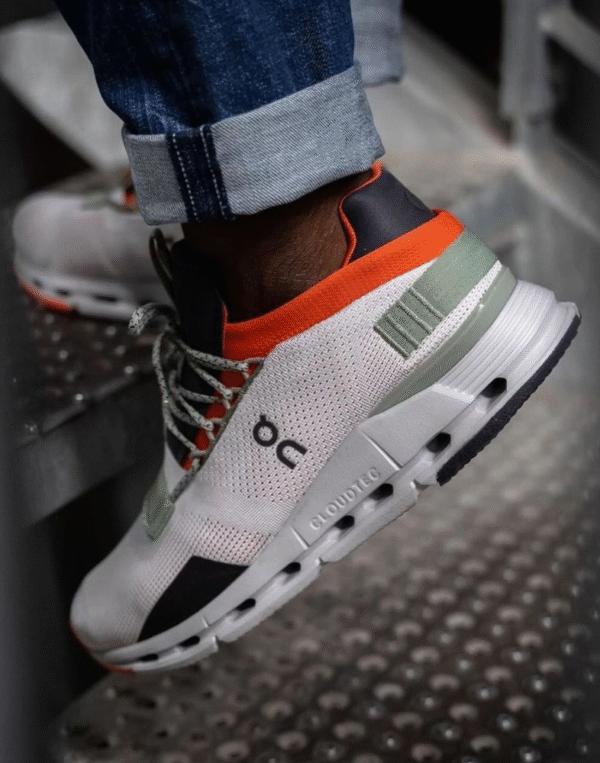 Shop On Cloudnova Silver Orange Athletic Shoes - First Copy