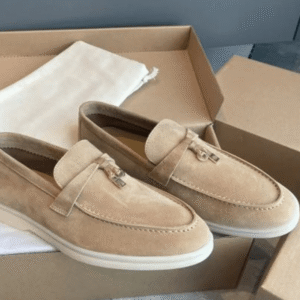 Women Loro Piana Summer Charms Walk Suede Loafer - First Copy Replica
